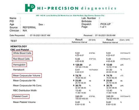 hi precision lab results